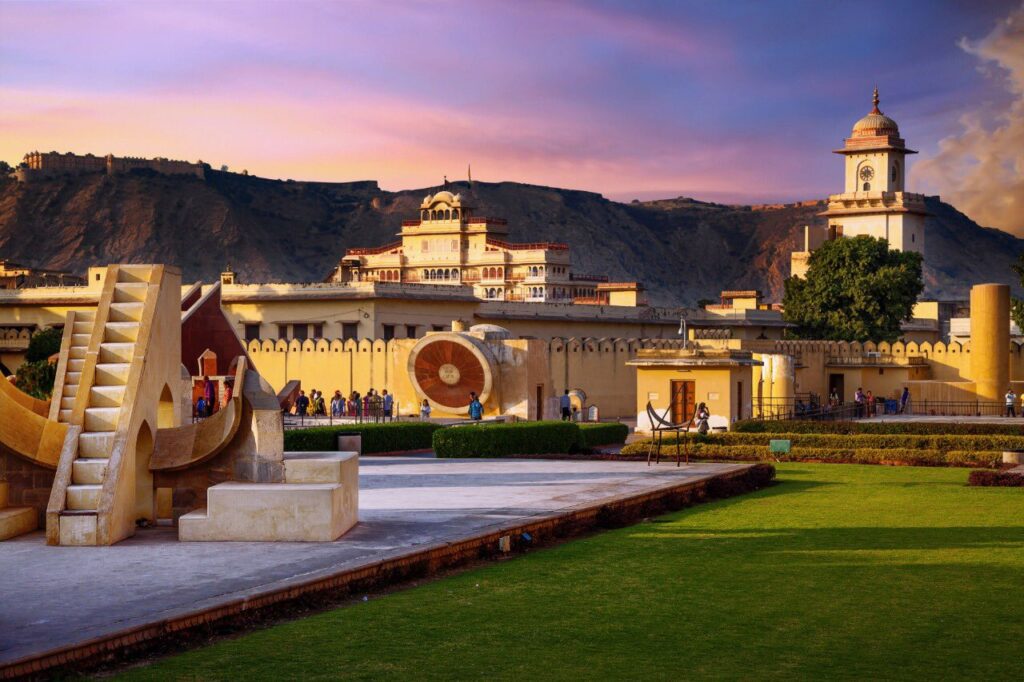 Astronomical instruments at Jantar Mantar Jaipur, a UNESCO World Heritage observatory in Rajasthan