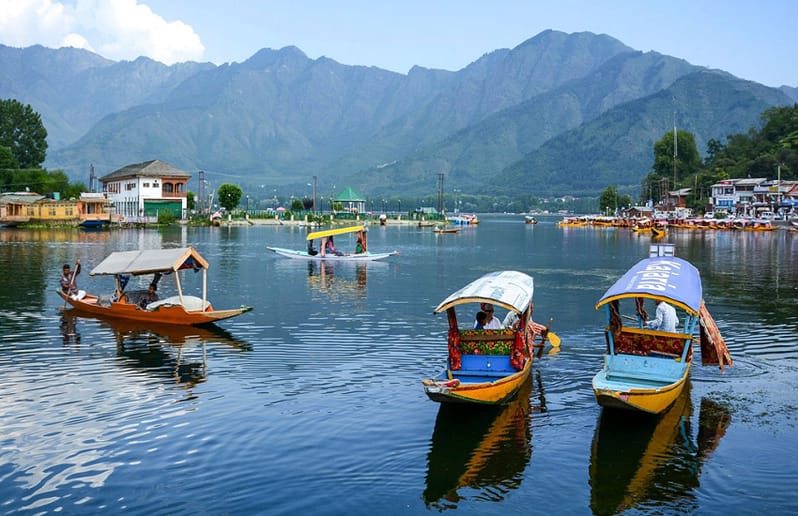 Couple enjoying a Shikara ride on Dal Lake in Srinagar, Kashmir - Shamrock Journeys Tour Package