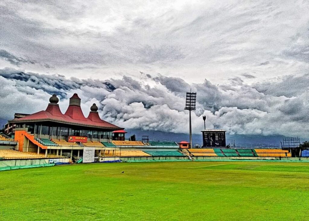 Beautiful Dharamshala cricket stadium on 5-day Amritsar Dharamshala tour with Shamrock Journeys.