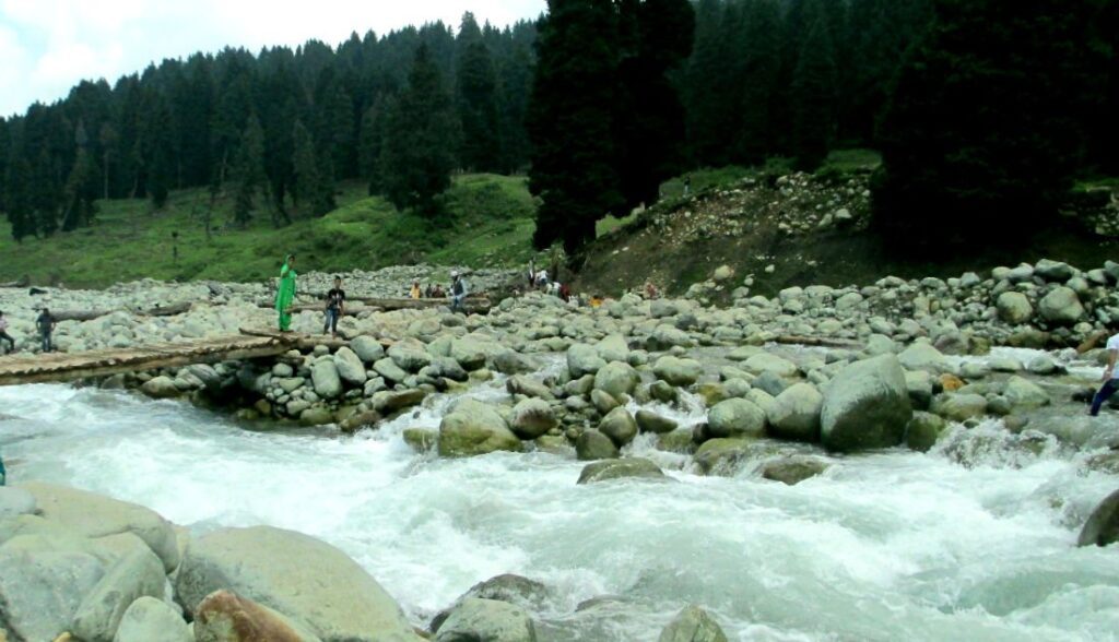 Serene green meadows and streams of Doodhpathri valley, offbeat trekking destination in Kashmir