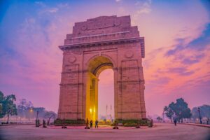 India Gate war memorial in New Delhi, visited on a Golden Triangle India tour itinerary.
