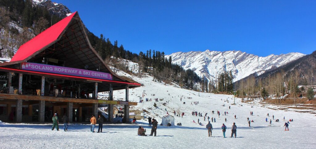 Student group tour in Manali - adventure activities in Solang Valley with Himalayan backdrop