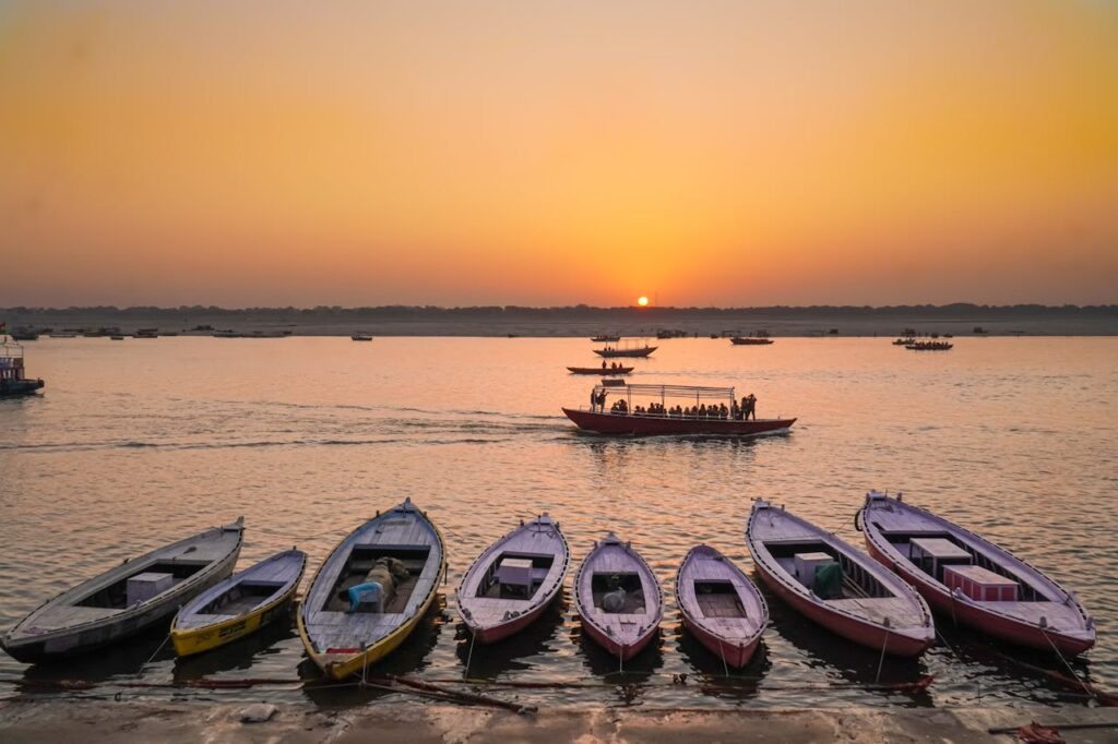 The morning view of Ganges, part of a Shamrock Journeys Temple tour package that includes Varanasi & Khajuraho temples.