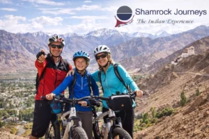Happy family on a trip through the scenic landscapes of Kashmir & Ladakh.