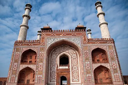 Akbar's Tomb at Sikandra, a red sandstone and marble Mughal mausoleum near Agra