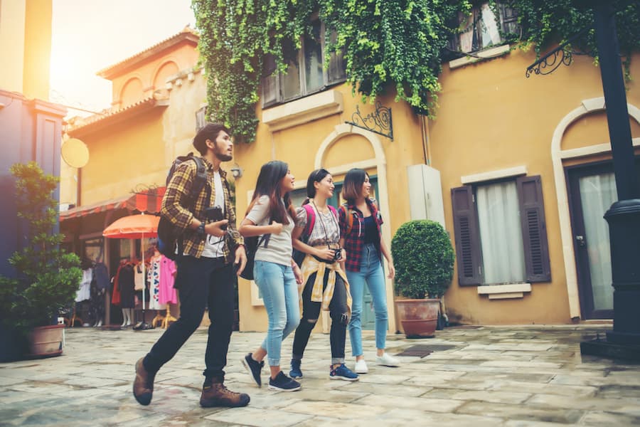 Colourful Portuguese-style villas lining the streets of Fontainhas, Panaji's Latin Quarter