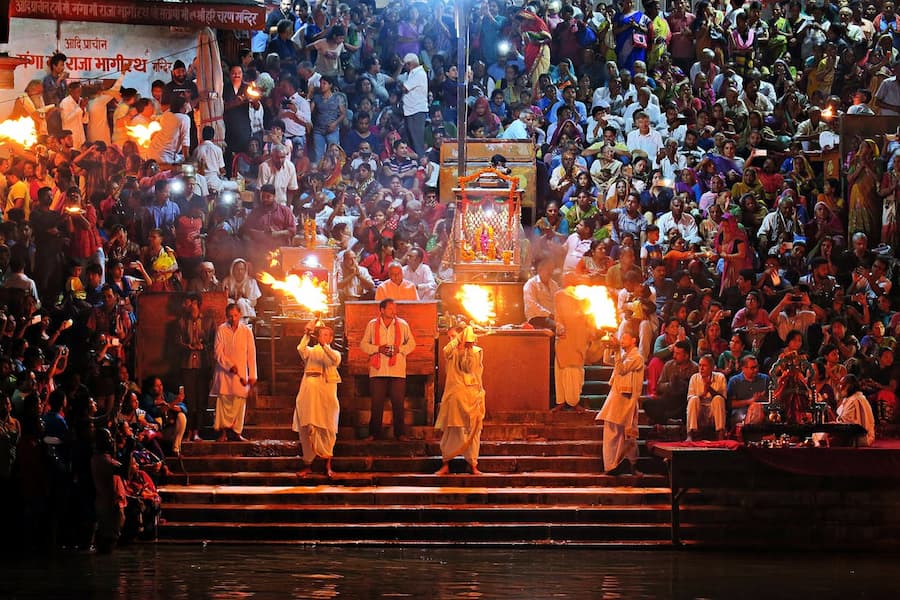 Ganga Aarti ceremony at Har Ki Pauri, Haridwar's sacred evening ritual