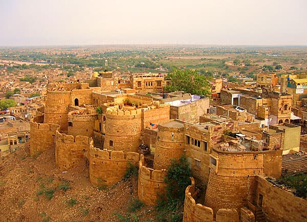 Golden sandstone walls of Jaisalmer Fort (Sonar Quila), one of the world's few living forts