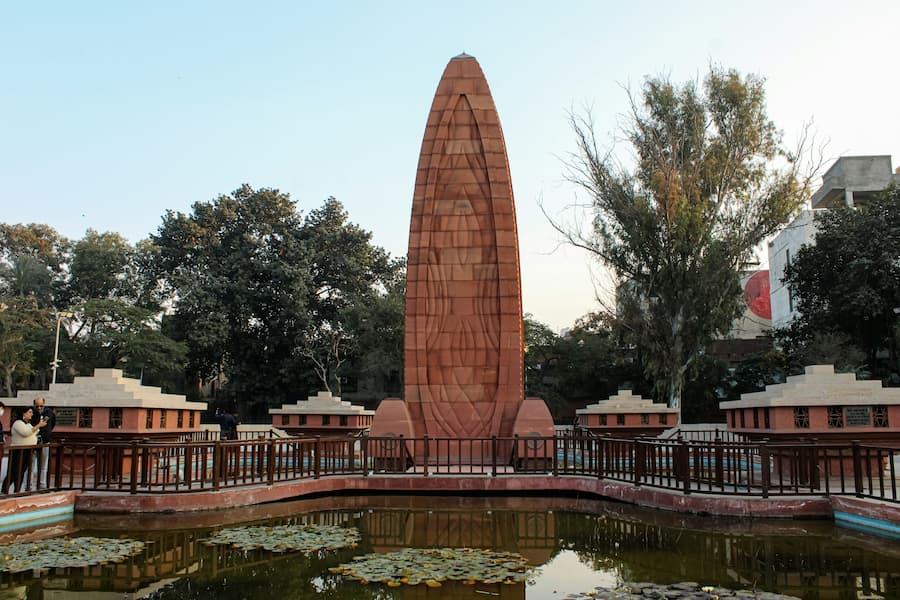 Jallianwala Bagh Amritsar memorial site with historic bullet marks on walls, Indian independence movement