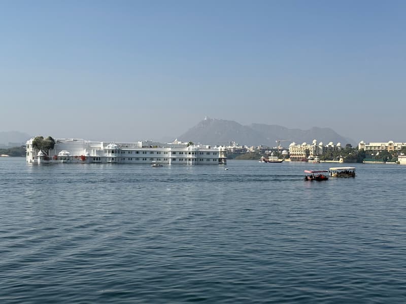 Sunset boat ride on Lake Pichola past the Lake Palace Udaipur